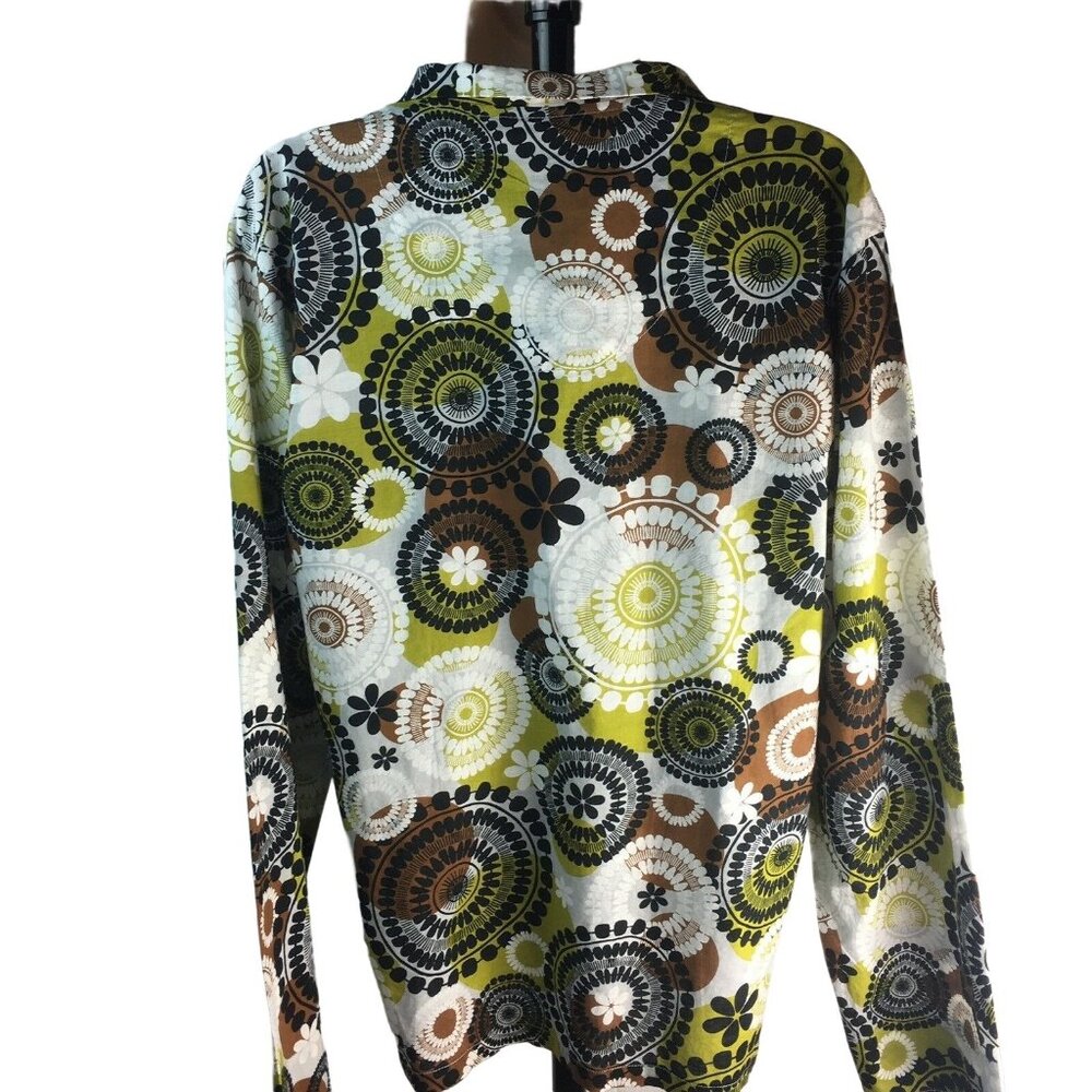 Vera Bradley Button Up Blouse Geometric Top  Long Sleeve Shirt M u - Picture 2 of 6